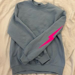 blue and pink crew neck